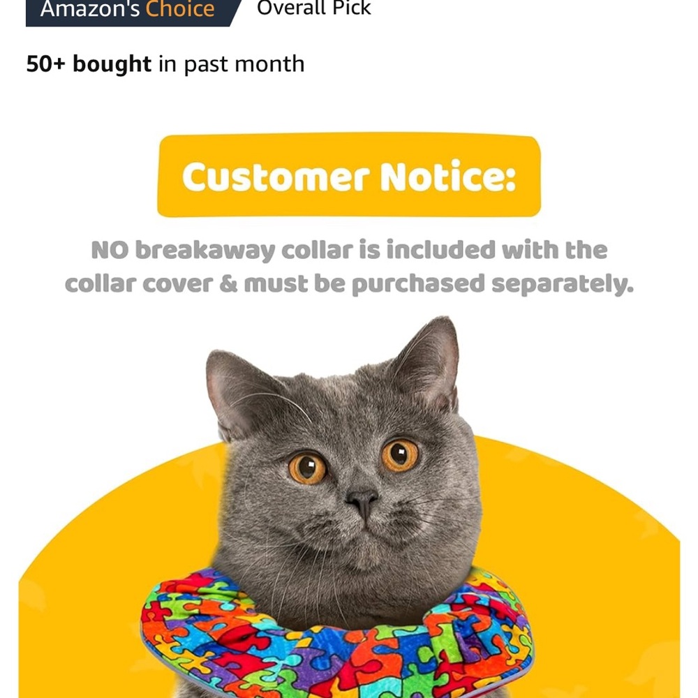 Colorful Cat Collar Cover with Puzzle Design - Picture 6 of 9